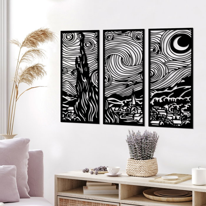 Wallity Escultura de pared Vangogh en Negro